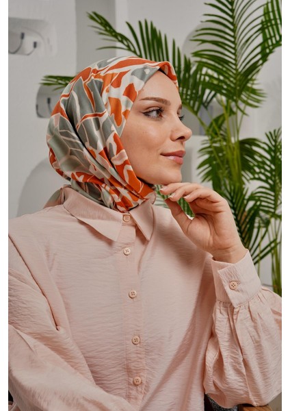 Yaprak Desen Açık Yeşil Soft Pamuk Eşarp