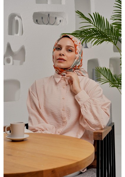 Yaprak Desen Açık Yeşil Soft Pamuk Eşarp