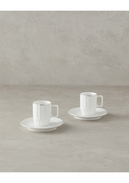 English Home Angely New Bone China 4 Parça 2 Kişilik Kahve Fincan Takımı Beyaz