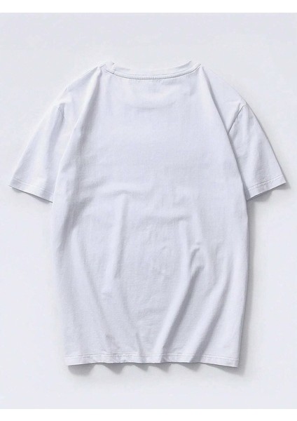 Erkek Beach Baskılı Bisiklet Yaka Salaş Oversize Boyfriend Beyaz, Mavi, Siyahi Kahverengi T-Shirt fırsatları