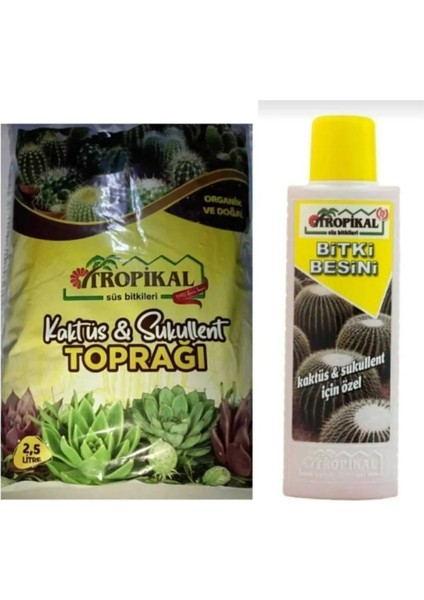 Kaktüs Sukulent Toprağı 2,5 Lt ve Bitki Besini 225 ml Kaktüs Toprağı ve Bitki Besini