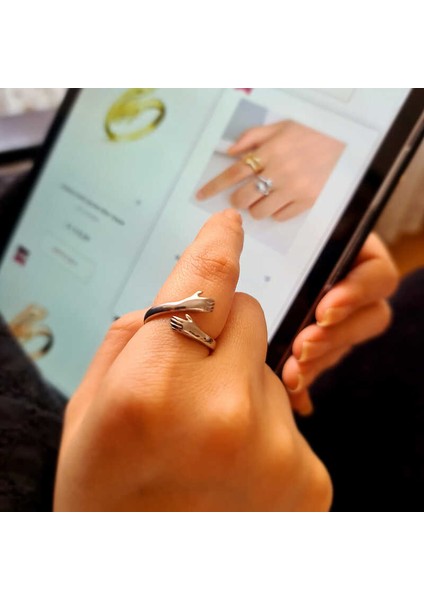 Himarry ​925 Ayar Gümüş Sarılan Eller Yüzük modelleri