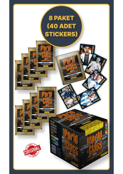 Panini Fifa World Class Koleksiyon Futbolcu 2024 Sticker Çıkartmaları + 8 Paket (40 Adet Sticker)