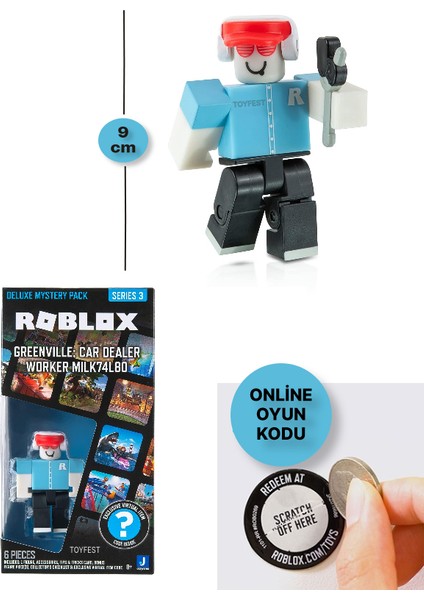 Roblox Deluxe Mystery Pack Seri 3 Greenville : Car Dealer Worker MILK74L80 Figür - Online Oyun Kodlu