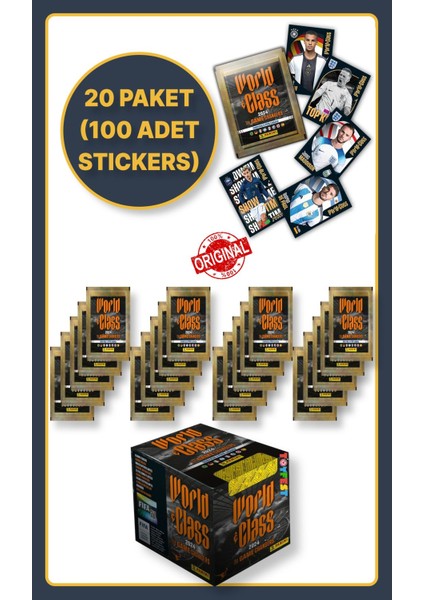 Panini Fifa World Class Koleksiyon Futbolcu 2024 Sticker Çıkartmaları + 20 Paket (100 Adet Sticker)