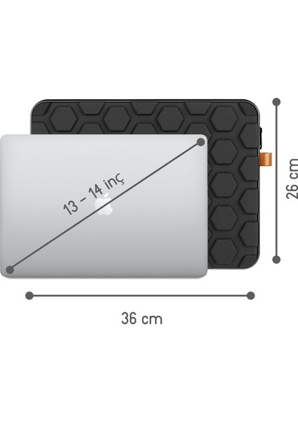 Macbook Air ve Ultrabook 13 -13.3 - 14 Inç Uyumlu Su Geçirmez Kumaş ve Fermuar Özellikli Kılıf