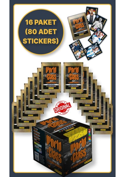 Panini Fifa World Class Koleksiyon Futbolcu 2024 Sticker Çıkartmaları + 16 Paket (80 Adet Sticker)