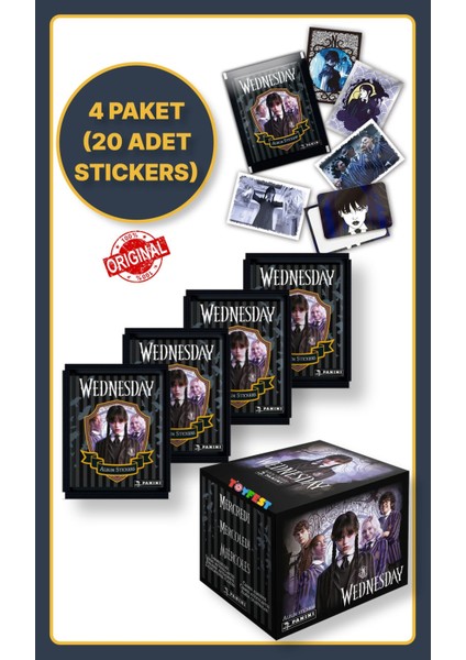Panini Wednesday Koleksiyon Sticker Çıkartmaları + 4 Paket (20 Adet Sticker)