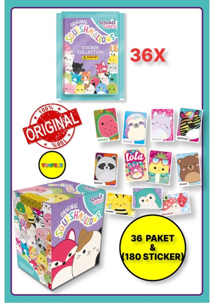 Panini Squishmallows Sticker Çıkartma - 36 Paket ( 180 Adet Sticker )