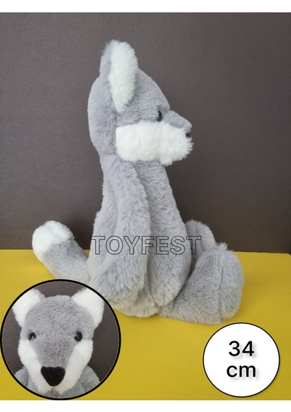 Yumuşak Tüylü Uyku Arkadaşı Peluş Oyuncak Tilki - Gri - 34 cm