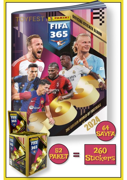 Panini Fifa 365 2024 Futbolcu Stickers Kartları Albümü Dergisi + 52 Paket ( 260 Stickers )