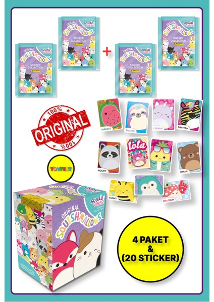Panini Squishmallows Sticker Çıkartma - 4 Paket ( 20 Adet Sticker )