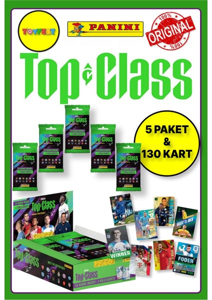 Panini Fifa Top Class 2024 Fat Pack Futbolcu Kartları +5 Paket (120 Adet Kart + 10 Holo Giants Kart)