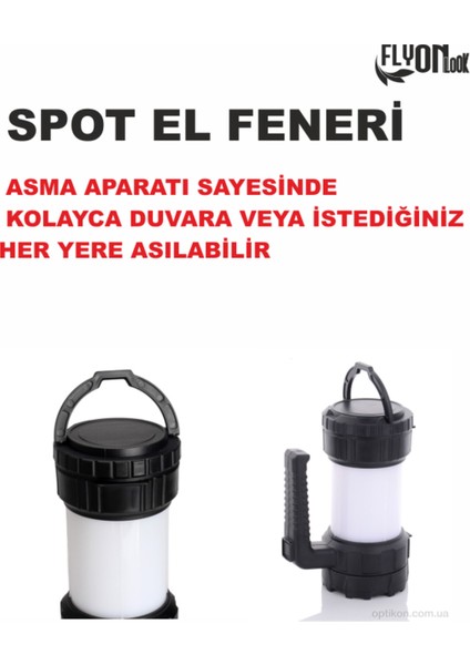 Ultra Güçlü Spot El Feneri Pil Ile Çalışan 3 Kademeli Hem Ortam Aydınlatma Lamba Hem Fener Özellik