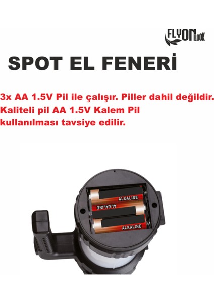 Ultra Güçlü Spot El Feneri Pil Ile Çalışan 3 Kademeli Hem Ortam Aydınlatma Lamba Hem Fener Özellik