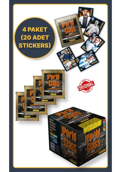 Panini Fifa World Class Koleksiyon Futbolcu 2024 Sticker Çıkartmaları + 4 Paket (20 Adet Sticker)