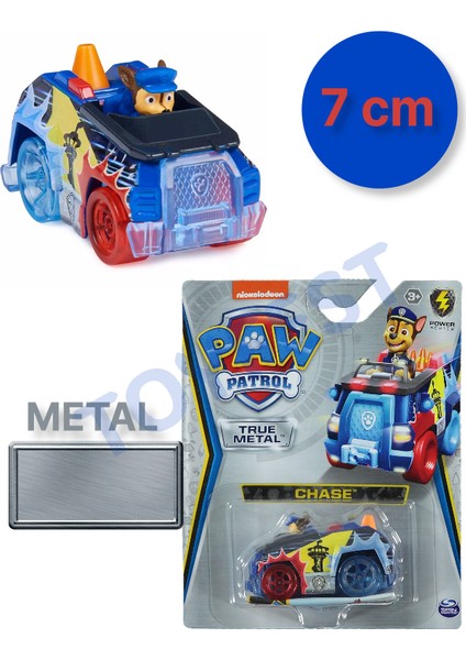 Paw Patrol Die Cast Model Koleksiyonluk Metal Araçlar Power Series - Chase - 7 cm