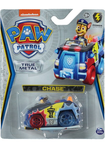 Paw Patrol Die Cast Model Koleksiyonluk Metal Araçlar Power Series - Chase - 7 cm