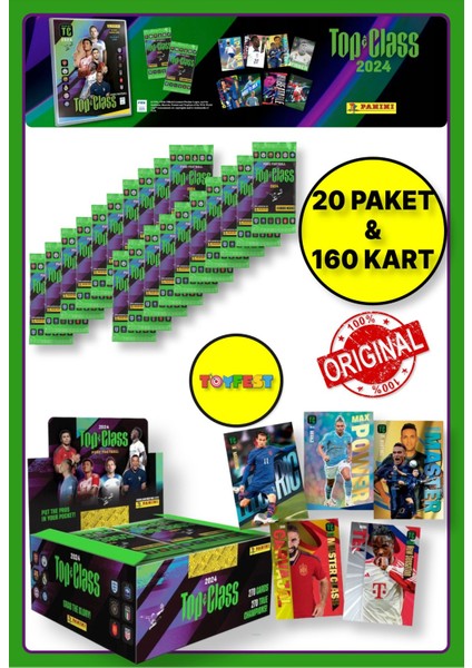 Panini Fifa Top Class 2024 Koleksiyonluk Futbolcu Kartları + 20 Paket (160 Adet Kart)