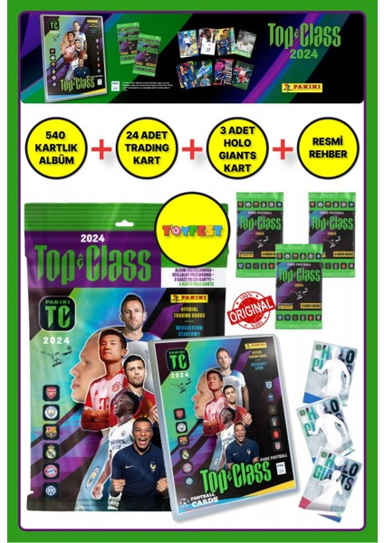 Panini Fifa Top Class 2024 Koleksiyon Futbolcu Kartı Albüm Dergisi (24 Adet Kart+3 Holo Giants Kart)