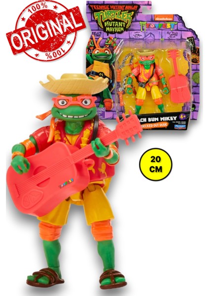 Tmnt Aksesuarlı Ninja Kaplumbağalar Mutant Figürü - Beach Bum Mıkey Decked Out Dude - 20 cm