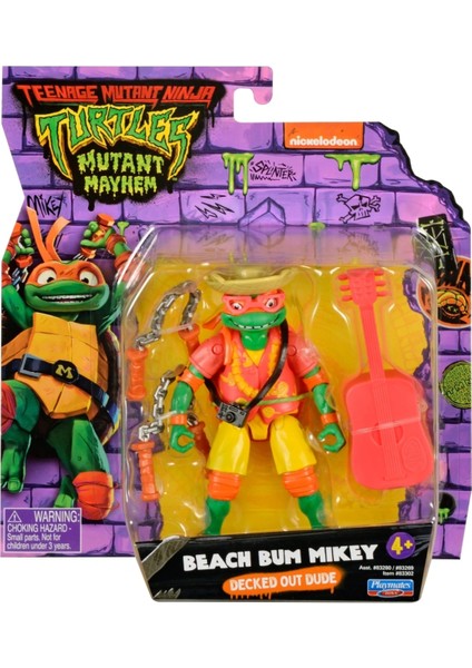 Tmnt Aksesuarlı Ninja Kaplumbağalar Mutant Figürü - Beach Bum Mıkey Decked Out Dude - 20 cm