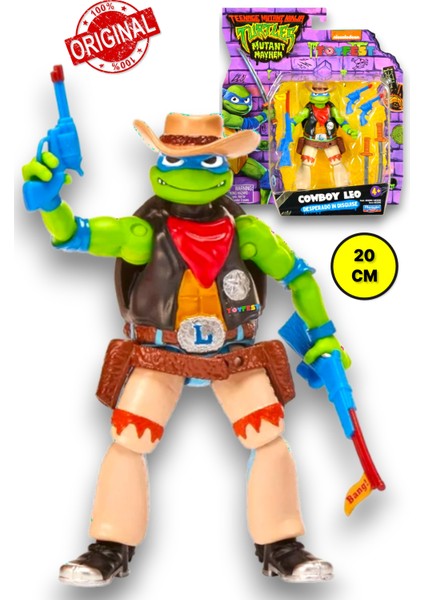 Tmnt Aksesuarlı Ninja Kaplumbağalar Mutant Figürü - Cowboy Leo Desperado In Disguise - 20 cm