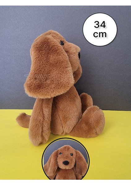 Yumuşak Tüylü Uyku Arkadaşı Peluş Oyuncak Köpek - Camel - 34 cm