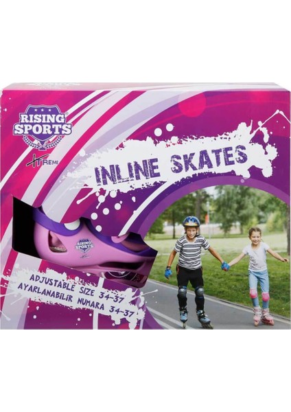 Inline 4 Teker Paten Pembe (34 - 37 Numara Için Ayarlanabilir)