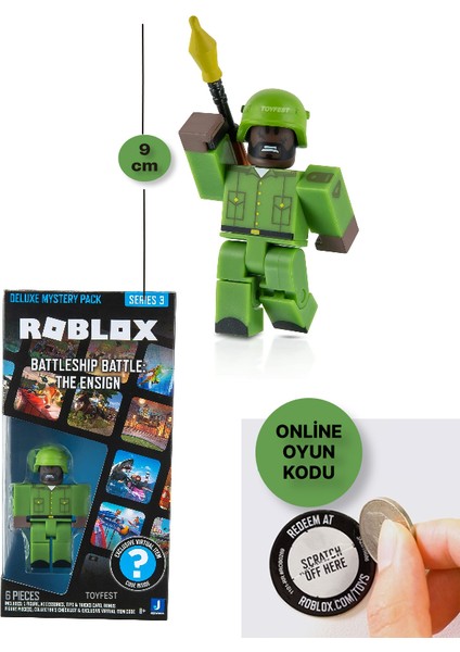Roblox Deluxe Mystery Pack Seri 3 Battleship Battle : The Ensign Figür - 9 cm Online Oyun Kodlu