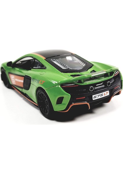 Mclaren 675LT Modifiyeli Çek Bırak Die - Cast Kapıları Açılabilen Metal Model Araba - Yeşil 11.5 cm