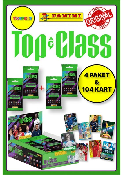 Panini Fifa Top Class 2024 Fat Pack Futbolcu Kartları + 4 Paket (96 Adet Kart + 8 Holo Giants Kart)