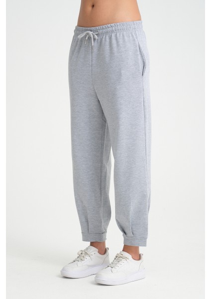 Kadın Beli Lastikli Paça Detaylı Düz Basic Eşofman Altı fırsatları