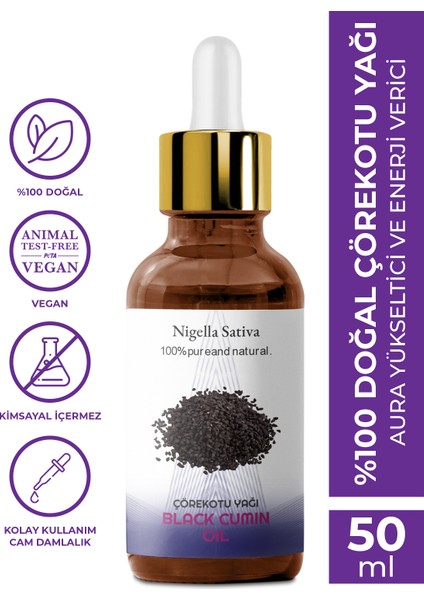 Çörekotu Yağı %100 Doğal Bitkisel Sabit Yağ, Black Cumin Oil, Nigella Sativa 50 ml