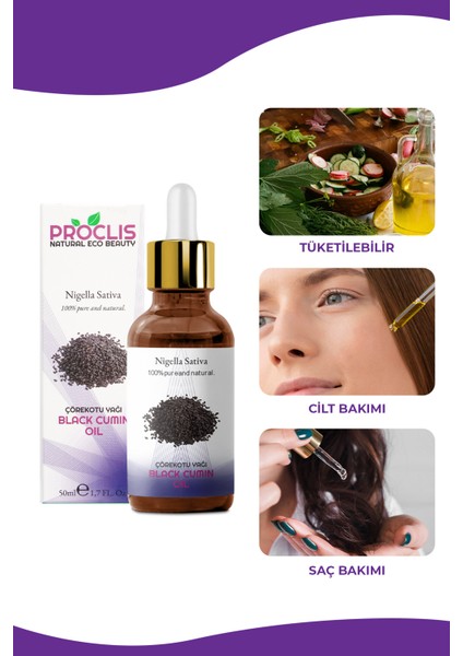 Çörekotu Yağı %100 Doğal Bitkisel Sabit Yağ, Black Cumin Oil, Nigella Sativa 50 ml