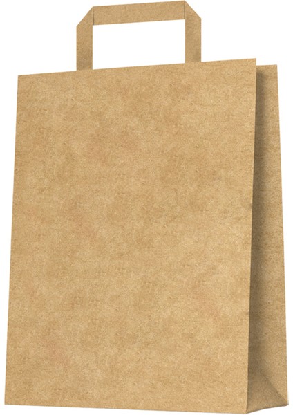 Flat Saplı Kraft Poşet 31X41X12 -Naturel-25 Adet