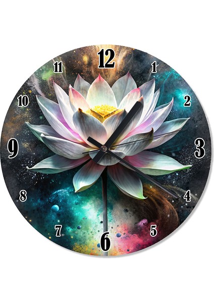 Beyaz Lotus Çiçeği Akarlı Duvar Saati