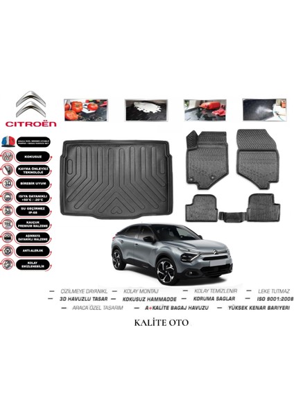 Citroen C4 2022 Model 3D Bagaj Havuzu+3d Havuzlu Paspas Seti Tam Uyumlu