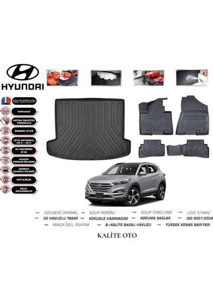 Hyundai Tucson 2019 Model 3D Bagaj Havuzu+3d Havuzlu Paspas Seti Tam Uyumlu