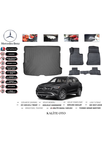 Kalite Oto Mercedes Glc Suv 2024 Model 3D Bagaj Havuzu+3d Havuzlu Paspas Seti Tam Uyumlu