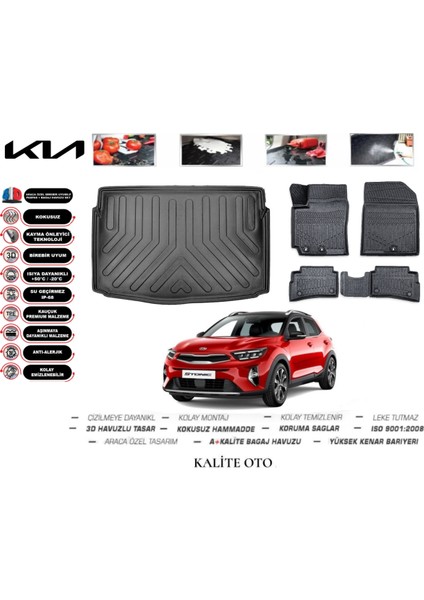 Kia Stonic 2022 Model 3D Bagaj Havuzu+3d Havuzlu Paspas Seti Tam Uyumlu