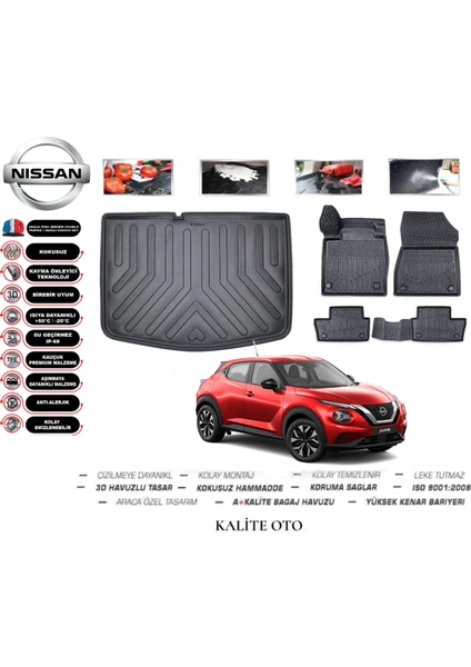 Kalite Oto Nissan Juke 2024 Model 3D Bagaj Havuzu+3d Havuzlu Paspas Seti Tam Uyumlu