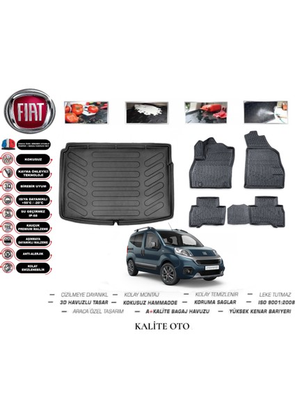 Fiat Fiorino 2014 Model 3D Bagaj Havuzu+3d Havuzlu Paspas Seti Tam Uyumlu