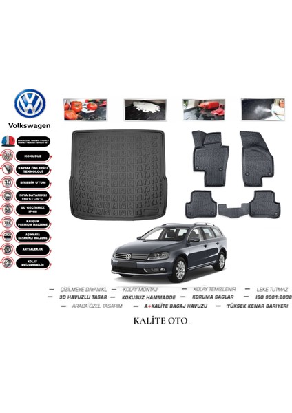Volkswagen Passat B7 Variant 2011 Model 3D Bagaj Havuzu+3d Havuzlu Paspas Seti Tam Uyumlu