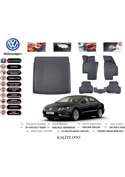 Volkswagen Passat cc 2010 Model 3D Bagaj Havuzu+3d Havuzlu Paspas Seti Tam Uyumlu