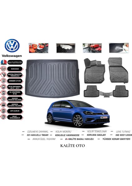 Volkswagen Golf 7 2019 Model 3D Bagaj Havuzu+3d Havuzlu Paspas Seti Tam Uyumlu