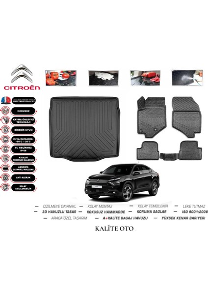 Kalite Oto Citroen C4X 2024 Model 3D Bagaj Havuzu+3d Pro Serisi Havuzlu Paspas Seti Tam Uyumlu