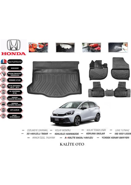 Honda Jazz 2021 Model 3D Bagaj Havuzu+3d Pro Serisi Havuzlu Paspas Seti Tam Uyumlu