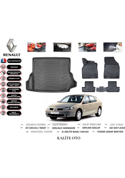 Renault Laguna 2 2002 Model 3D Bagaj Havuzu+3d Pro Serisi Havuzlu Paspas Seti Tam Uyumlu