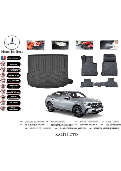 Kalite Oto Mercedes Glc Coupe 2024 Model 3D Bagaj Havuzu+3d Pro Serisi Havuzlu Paspas Seti Tam Uyumlu